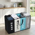 Large Capacity 4 Grids Dirty Clothes Basket Oxford Cloth Folding Dirty Clothes Storage Basket with Handles Waterproof
