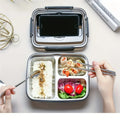 Leak-Proof Stainless Steel Lunch Box with 3/4 Compartments - Durable Easy-Clean Bento Container for Students & Office Workers