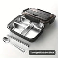 Leak-Proof Stainless Steel Lunch Box with 3/4 Compartments - Durable Easy-Clean Bento Container for Students & Office Workers