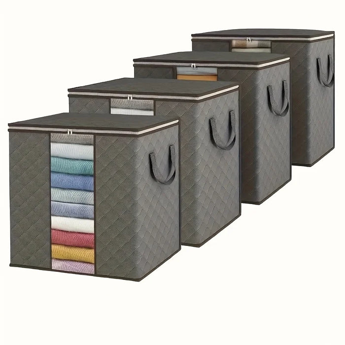 4 bolsas de almacenamiento extra grandes de 100 litros para ropa de cama y almohadas con tejido transpirable plegable y asas reforzadas