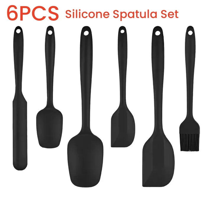 Juego de espátulas de silicona de 6 piezas/juego, espátulas antiadherentes de grado alimenticio resistentes al calor para cocinar, hornear, mezclar, herramientas de repostería