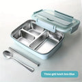 Leak-Proof Stainless Steel Lunch Box with 3/4 Compartments - Durable Easy-Clean Bento Container for Students & Office Workers