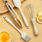 Juego de 6 utensilios de cocina pequeños de silicona - Herramientas de cocina antiadherentes resistentes al calor, incluye espátula, raspador,, batidor, pinzas para alimentos