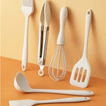 Juego de 6 utensilios de cocina pequeños de silicona - Herramientas de cocina antiadherentes resistentes al calor, incluye espátula, raspador,, batidor, pinzas para alimentos
