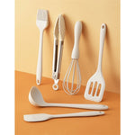 Juego de 6 utensilios de cocina pequeños de silicona - Herramientas de cocina antiadherentes resistentes al calor, incluye espátula, raspador,, batidor, pinzas para alimentos