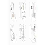 Juego de 6 utensilios de cocina pequeños de silicona - Herramientas de cocina antiadherentes resistentes al calor, incluye espátula, raspador,, batidor, pinzas para alimentos