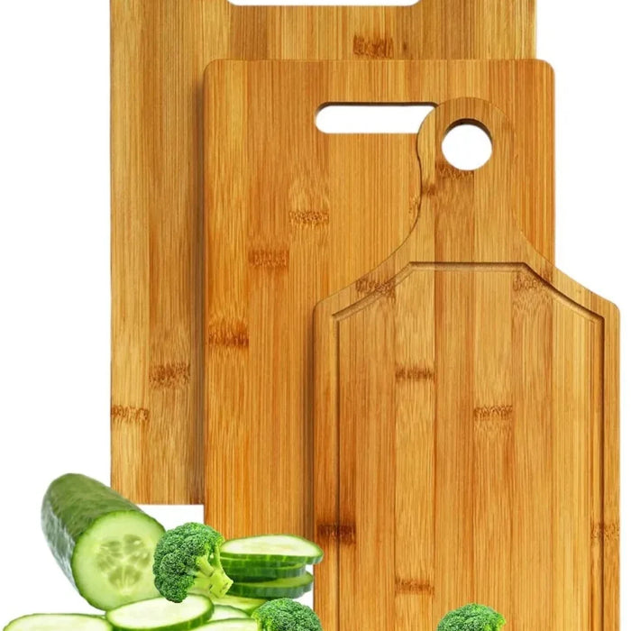 Juego de 3 tablas de bambú cuadradas para picar alimentos