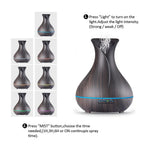 High Quality 500ml Air Humidifier Aroma Essential Oils Diffuser Perfume Wood Grain Aromatherapy Remote Control for Home Bedroom