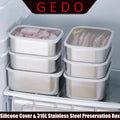 LFGB Certification 316L Stainless Steel Food Preservation Box with Freezer-safe Silicone Cover Vegetable Fresh Keeping Container