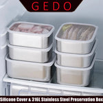 Caja de conservación de alimentos de acero inoxidable 316L con certificación LFGB, con tapa de silicona apta para congelador, recipiente para mantener frescos los vegetales