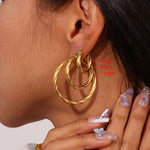 Classic Trendy Twisted Round Hoop Earrings For Women Stainless Steel 3mm Thick Ear Buckle Earrings Vintage Jewelry Accessories