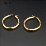 Uelf Gold color circle creole earrings, Stainless Steel Big Round wives Hoop Earrings gifts for women