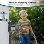 Juego de riego con temporizador de botón LCD de jardín de 30-5m, boquilla giratoria ajustable de 0-80L/H, sistema de riego automático con pantalla inteligente