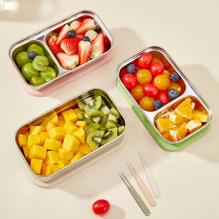 WORTHBUY Fiambrera bento sellada portátil de gran capacidad 304 de acero inoxidable, recipiente de alimentos para ensalada de frutas para estudiantes y oficinistas