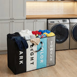 Cesto para ropa sucia de gran capacidad con 4 rejillas, plegable, de tela Oxford con asas, impermeable