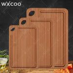 WXCOO Juego de 3 tablas de cortar de bambú para carne, verduras, frutas, tablas de cortar de bambú gruesas multiusos para cocina