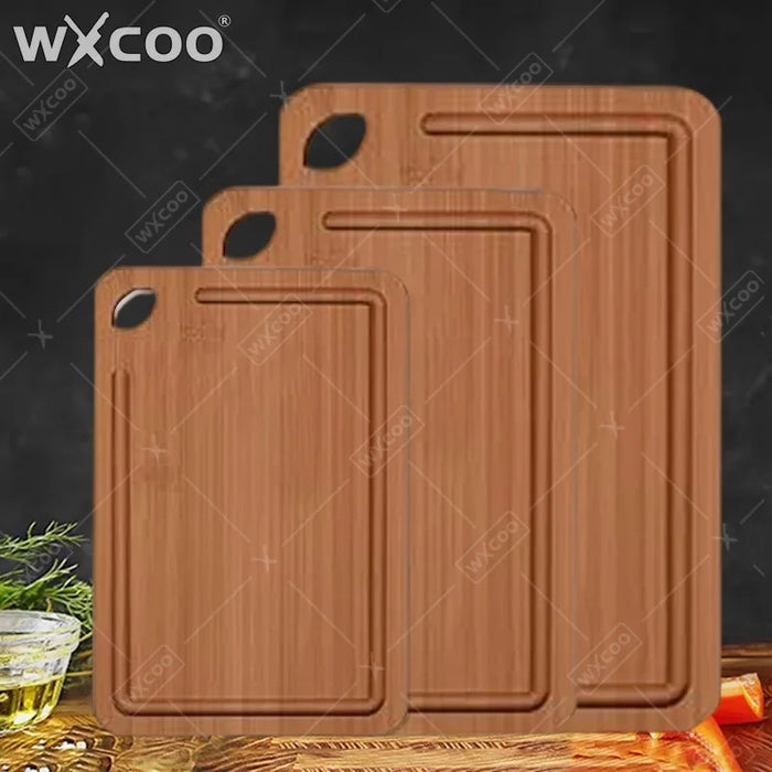 WXCOO Juego de 3 tablas de cortar de bambú para carne, verduras, frutas, tablas de cortar de bambú gruesas multiusos para cocina