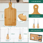 Tabla de cortar de bambú para fiesta de bautizo, tabla de queso portátil para exteriores, juego de tabla de cortar con cuchillo y tenedor