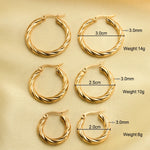 Classic Trendy Twisted Round Hoop Earrings For Women Stainless Steel 3mm Thick Ear Buckle Earrings Vintage Jewelry Accessories