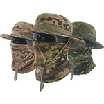 temuCamouflage Tactical Boonie Hat Set Outdoor Fishing Hat Fisherman Hat Sun Protection Breathable Hat for Men Foreign Trade