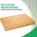 Lagom Food Chopping Board for Cutting Meat 24X34Cm Made of Natural Organic Bamboo and Wood 3 in 1 High Density and Hardness with Hanging Handle Excellent Craftsmanship Without Damage to the Blade Easy to Clean
