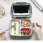 Fiambrera de acero inoxidable a prueba de fugas con 3/4 compartimentos - Recipiente Bento duradero y fácil de limpiar para estudiantes y trabajadores de oficina