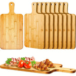 Tablas de cortar de bambú para cocina, tabla de cortar de bambú con asas para pizza, pan, carne, bandeja para hornear y servir