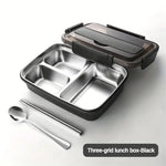 Fiambrera de acero inoxidable a prueba de fugas con 3/4 compartimentos - Recipiente Bento duradero y fácil de limpiar para estudiantes y trabajadores de oficina