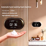 Dispensador de jabón espumoso automático recargable de 400 ml con sensor táctil de montaje en pared, espuma ajustable y pantalla LED para baño y cocina