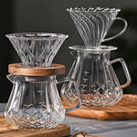 JUSTINLAU Pour Over Coffee Maker Set High Borosilicate Glass Coffee Filter Drip Coffee Maker Set for Home Office Barista Tools