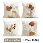 4 fundas de cojín minimalistas con estampado de hojas abstractas, de una sola cara, aptas para decoración de sala de estar, dormitorio, coche
