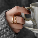 Ripple Stainless Steel Rings For women Gold Color Chunky Band  Stackable Silver Stacking Irregular Wave Minimalist Jewelry Set
