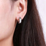 Stainless Steel Star Hoop Earrings for Women Girls Vintage Simple Zircon Paved Earrings Daily Wearing Party Fashion Jewelry Gift