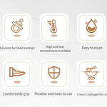 Juego de utensilios de cocina de silicona de 6 piezas, espátula raspadora para crema, espátula, brocha para aceite, juego de espátulas para hornear, mango no integrado