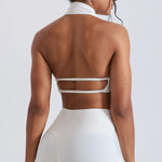 Halter Top Gym Vest Woman Backless Tank Tops Push Up Sport Bras Running Vest Workout Underwear With Chest Cushion Top Activewear