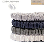 4PCS 100% Pure Mulberry Silk Hair Scrunchie Handmade Hairbands Women Girl Hair Accessories Pure Color Natural HairTies Box