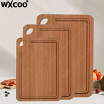 WXCOO Juego de 3 tablas de cortar de bambú para carne, verduras, frutas, tablas de cortar de bambú gruesas multiusos para cocina