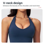 Hanging Neck Fitness Bra High Strength Workout Tops Gym Fitness Sports Bras Sexy Athletic Sport Bra Women Backless Gym Yoga Top