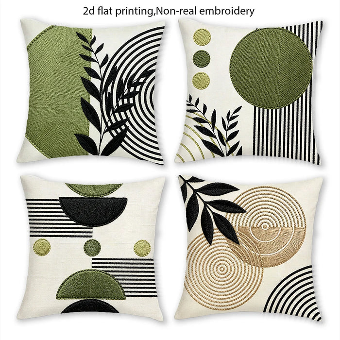 1/4 unidades - Funda de cojín plana 2D con motivos geométricos bohemio-modernos de mediados de siglo para decoración de granja y exteriores