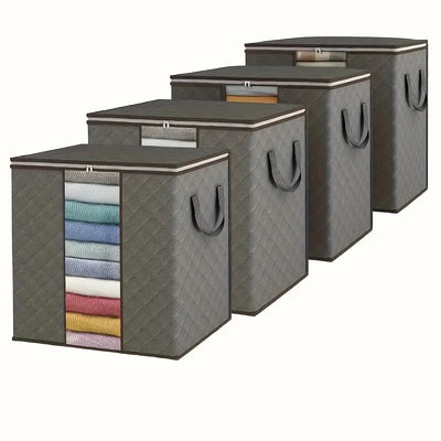 4 Extra Large 26.42-Gallon Bedding and Pillow Storage Bags with Breathable Foldable Fabric, Reinforced Handles