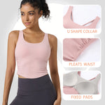Women's Fixed Cup Yoga Sports Bra - Crisscross Back Ruched Waist Workout Tank Top for Pilates, Gym, Outdoor Fitness Activewear