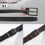 1pcs Men's Leather Reversible Belt, Rotate Black Buckle