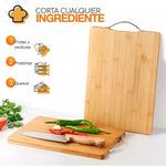Tabla de cortar alimentos Lagom para carne 24x34cm de bambú y madera orgánicos naturales 3 en 1 de alta densidad y dureza con asa para colgar Excelente artesanía Sin dañar la hoja Fácil de limpiar