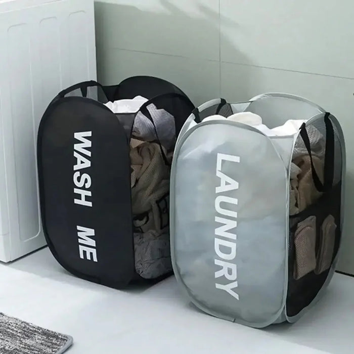 Cesto de Ropa Sucia Plegable de Malla Portátil para Lavandería, Dormitorio, Viajes, Cestas de Lavandería Transpirables, Ahorra Espacio