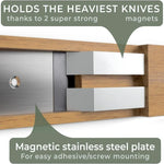 Soporte Magnético para Cuchillos de Pared 16 pulgadas Tira para Cuchillos de Madera de Acacia, Potente Imán Soporte para Cuchillos Barra para Cuchillos de Cocina