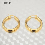 Uelf Gold color circle creole earrings, Stainless Steel Big Round wives Hoop Earrings gifts for women