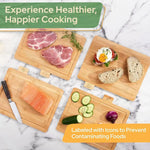 Tabla de cortar de bambú de 4 piezas Tabla de cortar de cocina multiusos para el hogar Frutas Queso Herramienta de cocina