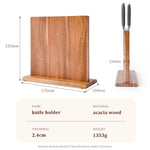 Nuevo bloque de cuchillos magnético de madera de acacia para el hogar y la cocina, soportes magnéticos con imanes potentes mejorados