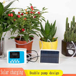 Dispositivo de riego por goteo para jardín con sistema de temporizador y controlador de doble bomba, dispositivo de riego automático inteligente con energía solar para plantas