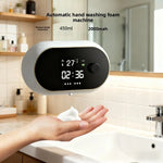 Dispensador de jabón espumoso automático recargable de 400 ml con sensor táctil de montaje en pared, espuma ajustable y pantalla LED para baño y cocina